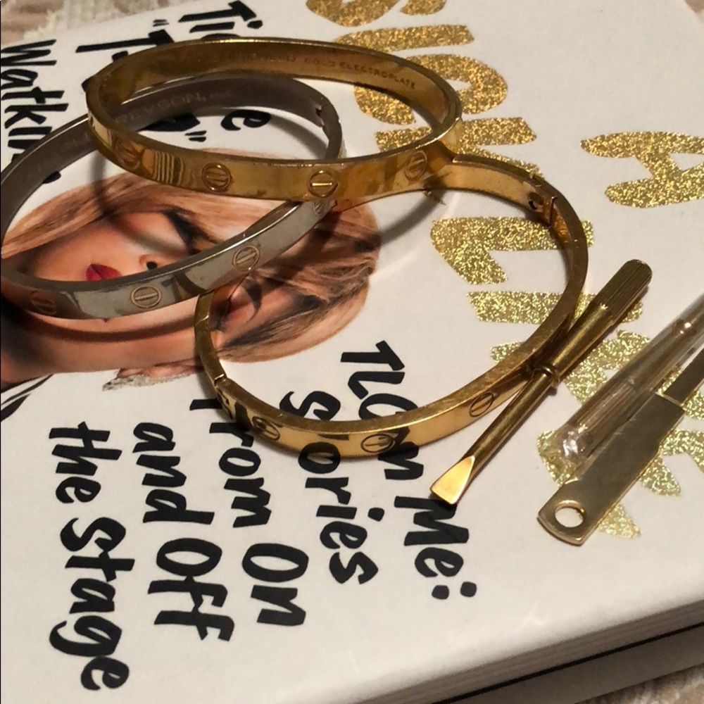 Set of three Aldo cipullo love bracelets